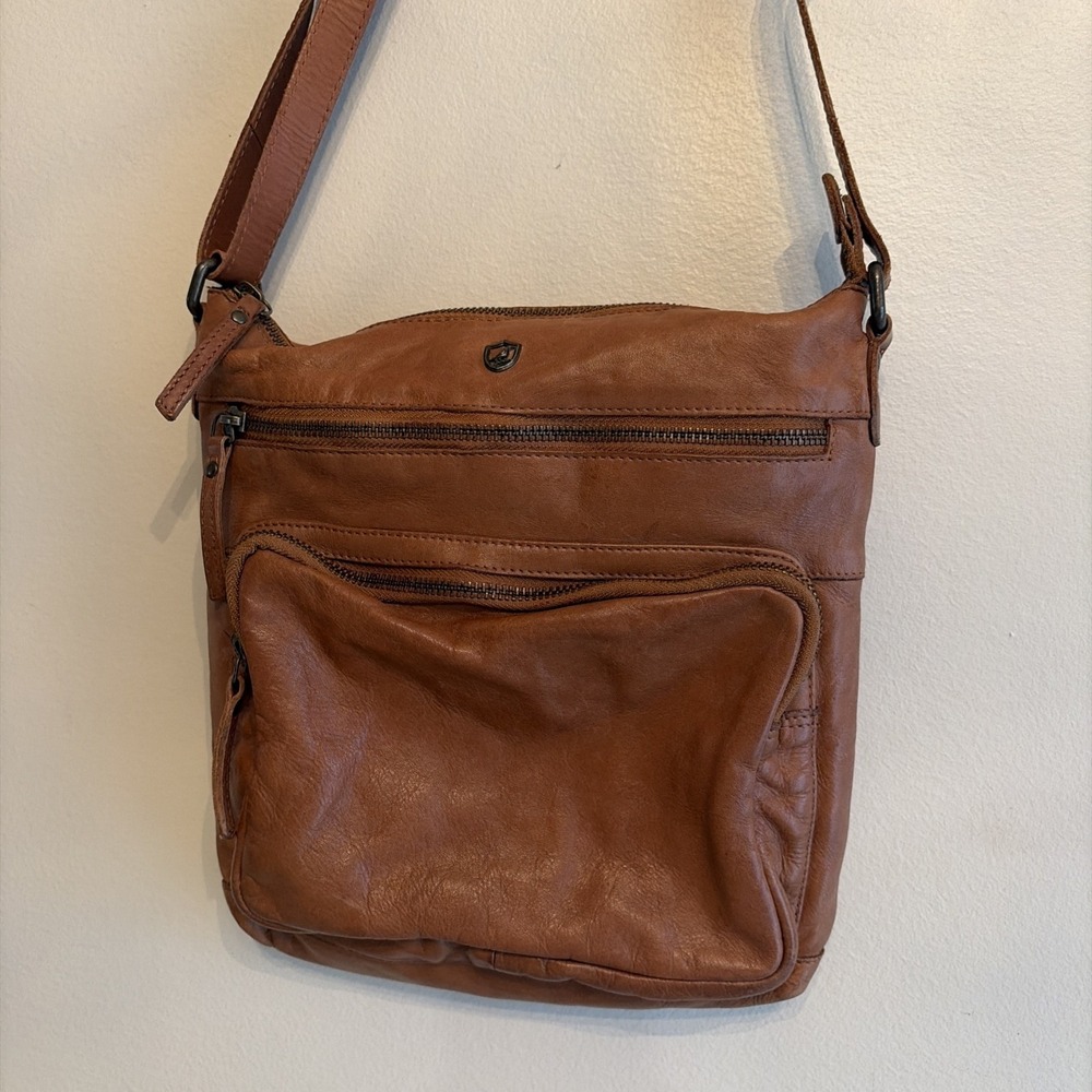Cochor Brown Genuine Leather Multi Pocket Crossbody Bag Organizer Purse - Picture 2 of 16